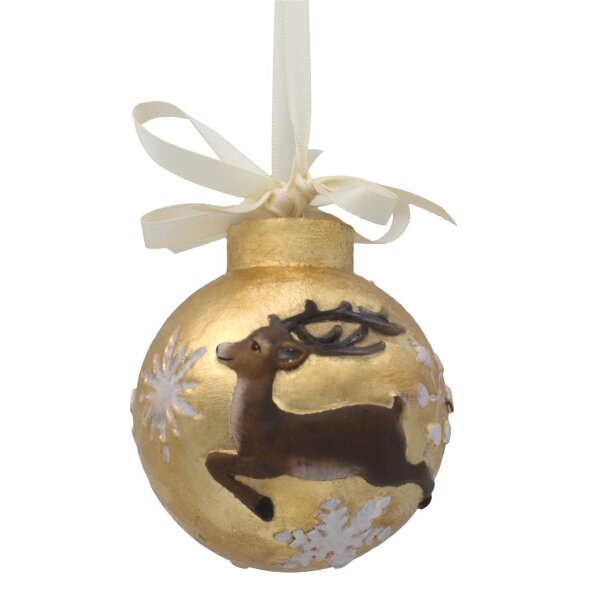 christmas tree ball with deer running - color - 4,7 inch