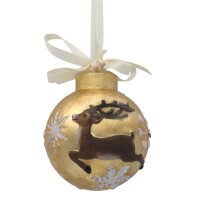 christmas tree ball with deer running - color - 4,7 inch