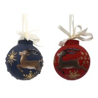 christmas tree ball with deer running - color - 4,7 inch