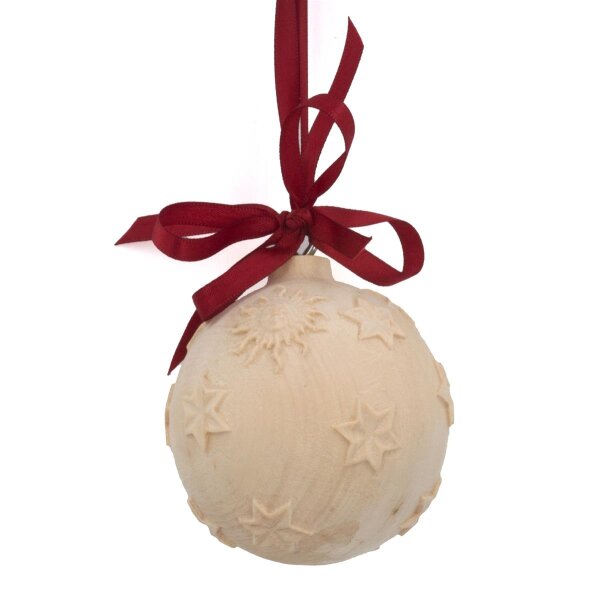 christmas tree ball with stars - natural with cristal - 4,7 inch