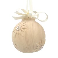 christmas tree ball edelweiss - natural with cristal - 4,7 inch