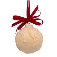 Pine wood ball with capricorn - natural - 4,7 inch