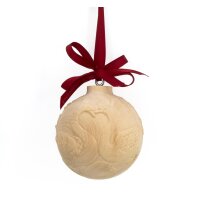 Pine wood ball with cygnus - natural - 3,1 inch