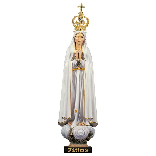 Madonna di Fátima Pellegrina con corona metallo e cristalli