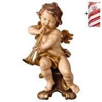 Cherub with trumpet on pedestal + Gift box