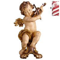 Cherub with violine on pedestal + Gift box