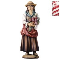 Woman with flowers + Gift box