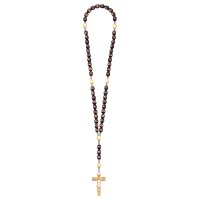 Rosary Exclusive Brown-Wood Tone with Crucifix