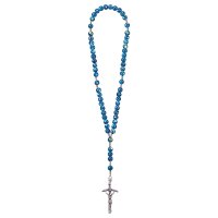 Rosenkranz Exclusive Marmoriert Blau mit Papstkreuz