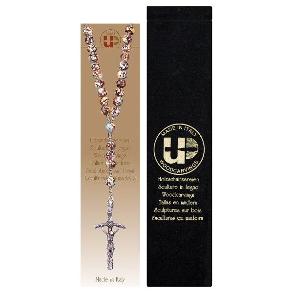 Rosary Exclusive Marbled Brown with Pope Cross + Velvet case