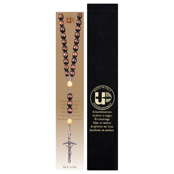 Rosary Exclusive Brown-Wood Tone with Pope Cross + Velvet case