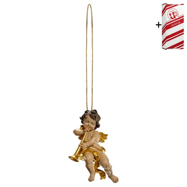Cherub with trumpet with gold string + Gift box