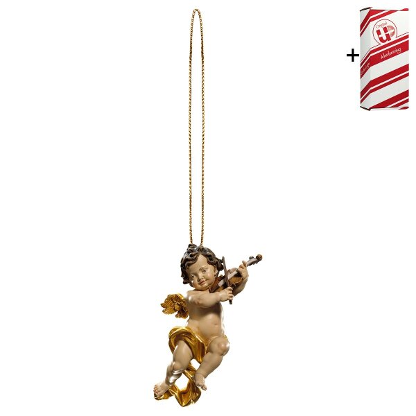 Cherub with violine with gold string + Gift box