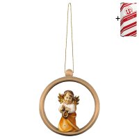 Heart Angel with lantern - Wood sphere + Gift box