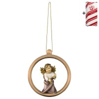 Heart Angel with bells - Wood sphere + Gift box