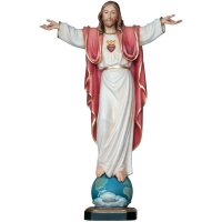 Sacro Cuore di Gesù su base statua in legno
