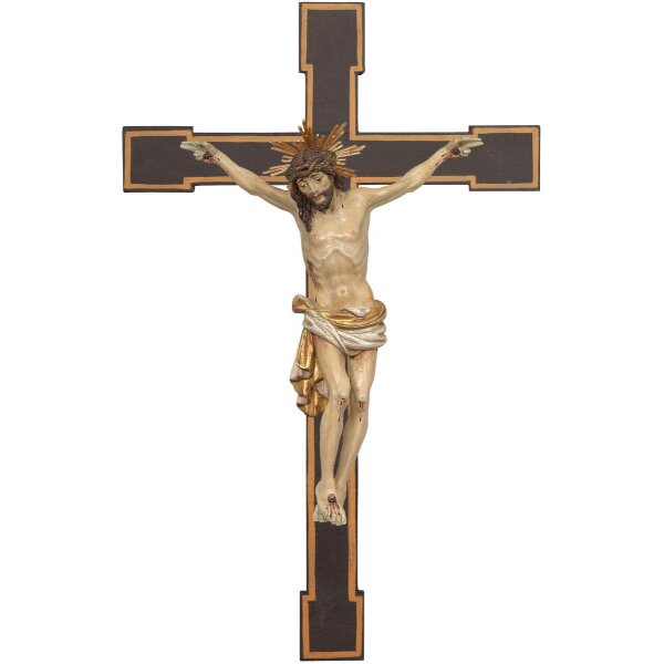 Dolomites Crucifix on romanic cross with halo
