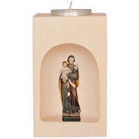 Candle holder with Joseph with child in Niche