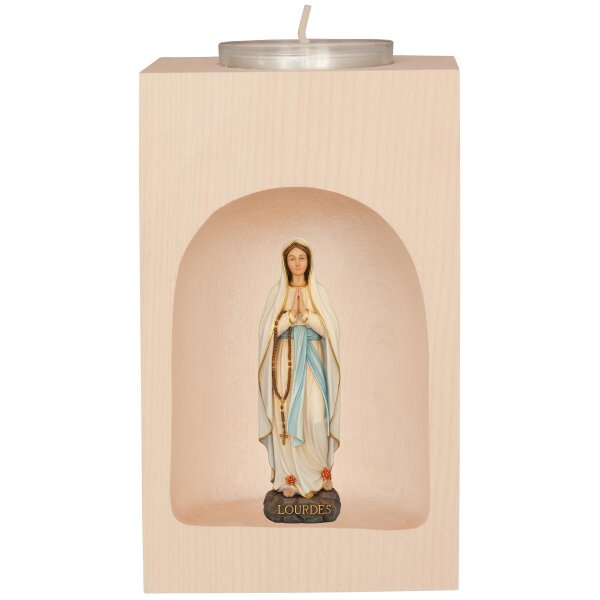 Portacandela con Madonna di Lourdes nella nicchia