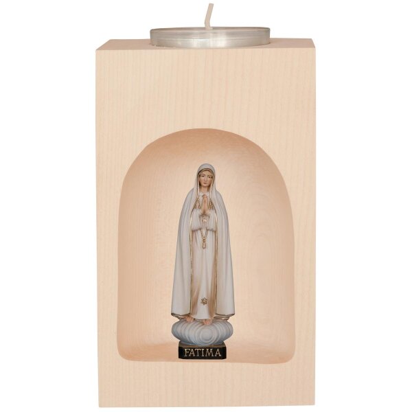 Candle holder with our Lady of Fatimá