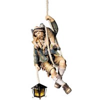 Hunter rappeling with lantern
