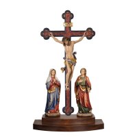Gruppo di crocefissione Leonardo su croce barocca dappoggio