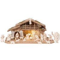 KO Nativity set 25 pcs - Alpine stable with lighting