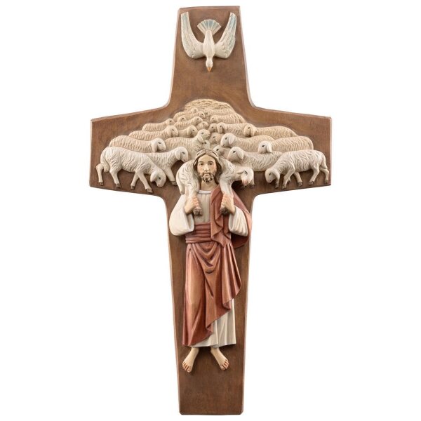 Croce buon pastore - colorato - 7,5 cm