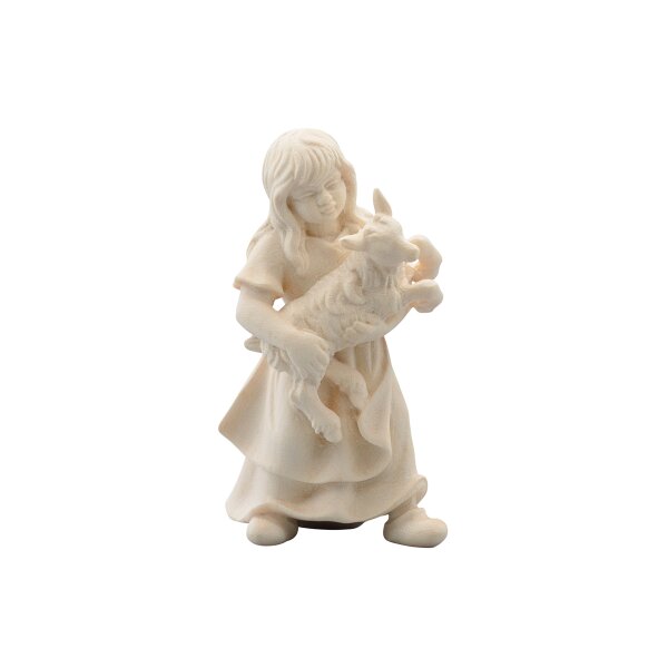 IN Girl with young goat - natural wood - 5,5 inch