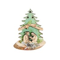 Nativity on base with fir tree