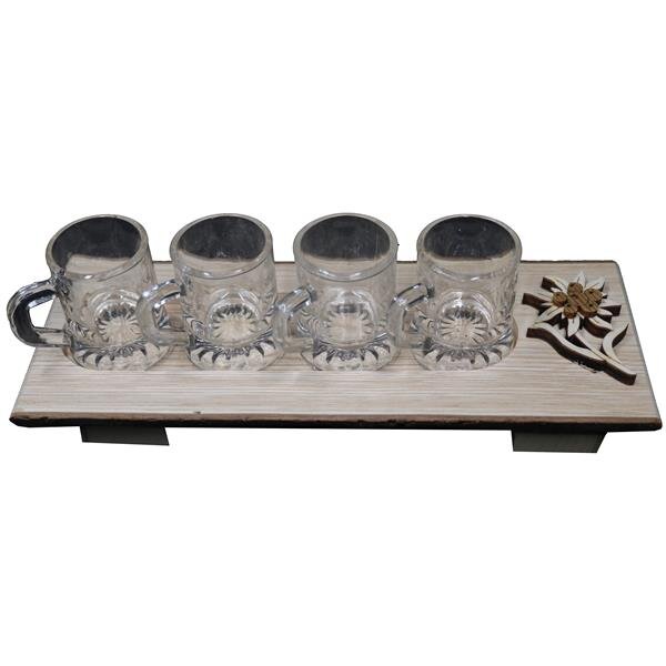 Glass holder with edelweiss for 4 glasses