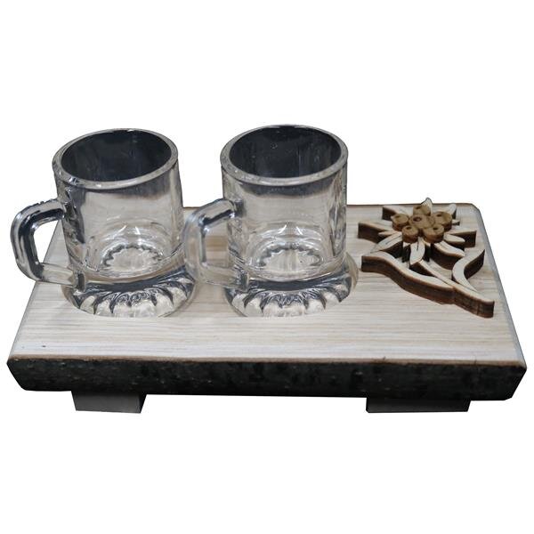 Glass holder with edelweiss for 2 glasses