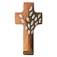 Croce con albero della vita Tobias argento/rosso