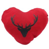 Heart pillow Swiss pine/wool with deer