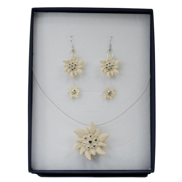 Schmuckset EDELWEISS mit Halskette und Ohrringe